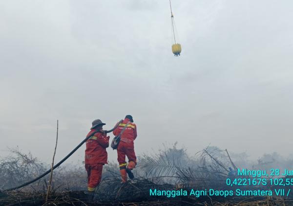 Tim Manggala Agni Masih Berjibaku Padamkan Karhutla di Imhu  Dua Helikopter Dikerahkan