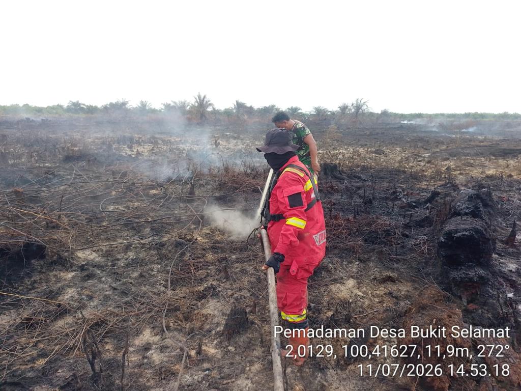 Karhutla di Rokan Hilir Terkendali, Tim Gabungan Fokus Lakukan Pendinginan Lahan Gambut
