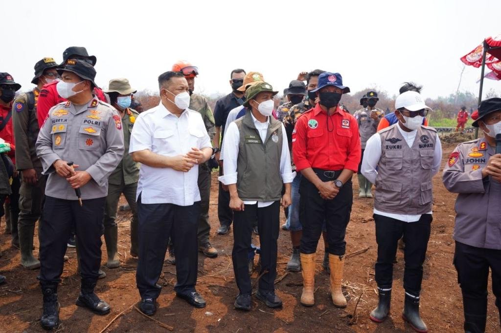 Menhut dan Plt Gubri Tinjau Karhutla Kerumutan, Pendinginan Gambut Terus Dilakukan