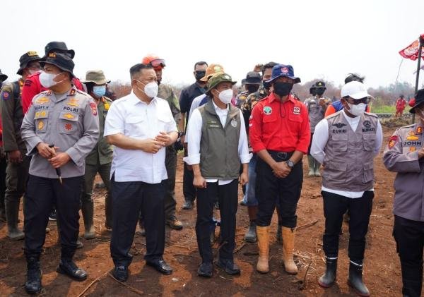 Menhut dan Plt Gubri Tinjau Karhutla Kerumutan, Pendinginan Gambut Terus Dilakukan