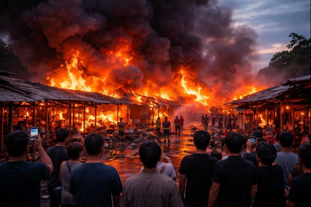 Kebakaran Hebat Landa Kawasan Mega Legenda Batam, Puluhan Lapak Pedagang Hangus