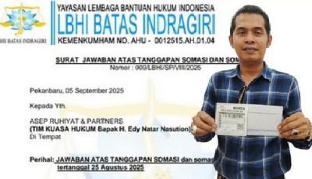 LBHI Batas Indragiri Balas Somasi, Ungkap Kronologi Sengketa Lahan Alex VS Edy Natar di Kampar