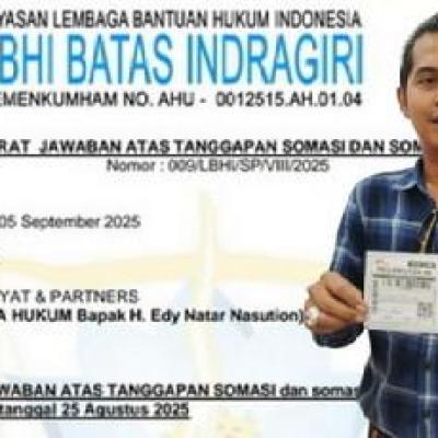 LBHI Batas Indragiri Balas Somasi, Ungkap Kronologi Sengketa Lahan Alex VS Edy Natar di Kampar