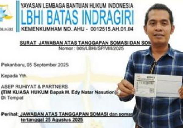 LBHI Batas Indragiri Balas Somasi, Ungkap Kronologi Sengketa Lahan Alex VS Edy Natar di Kampar