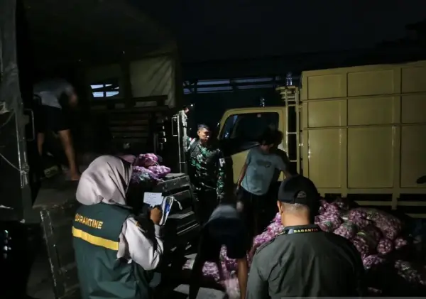 Ratusan Karung Bawang Impor Ilegal Diamankan di Natuna