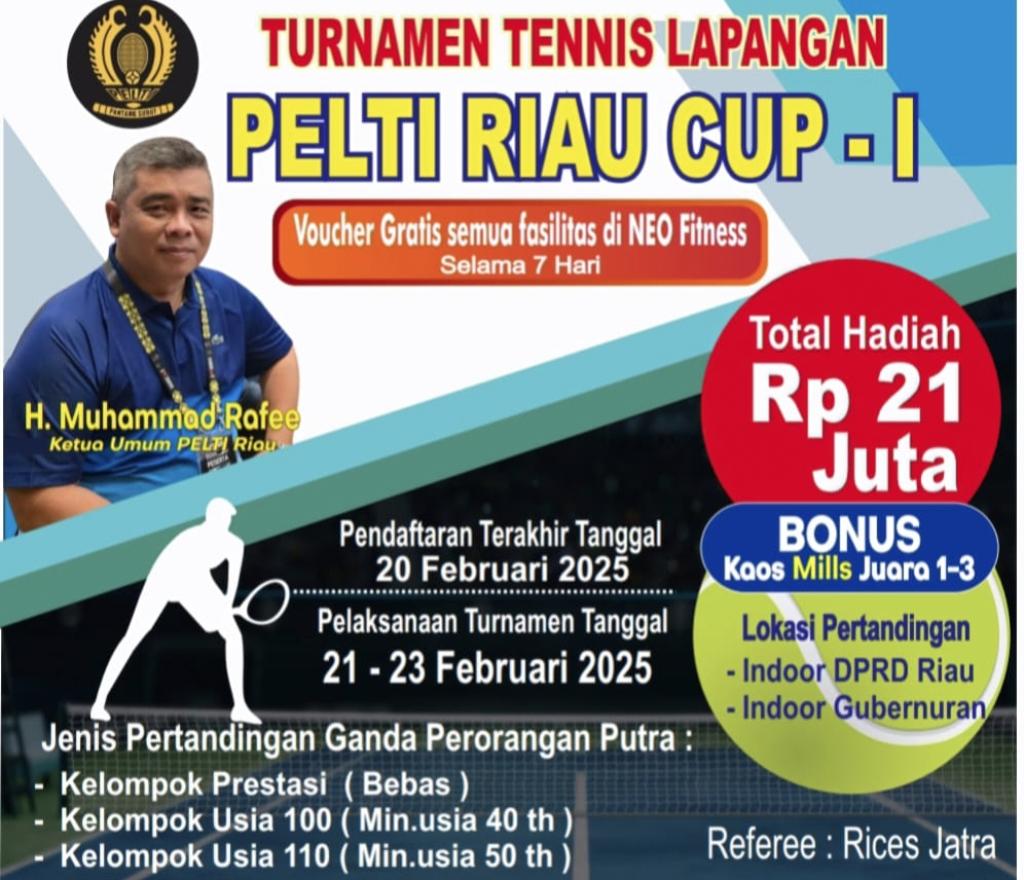 Yuk Ramaikan, Pelti Riau Gelar Turnamen Tenis Lapangan Pelti Riau Cup 1