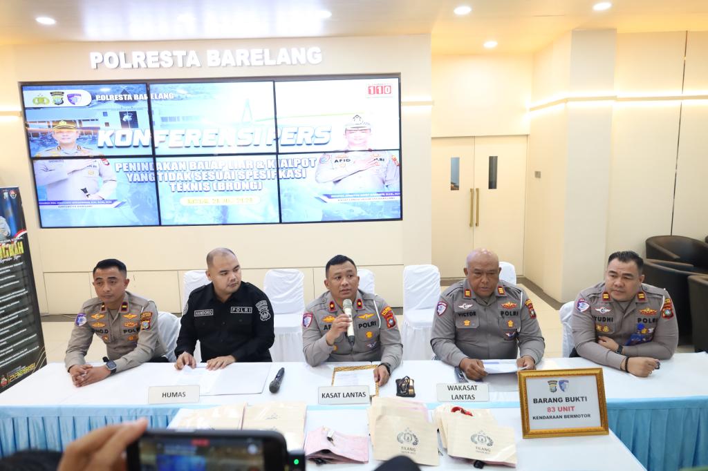 Polresta Barelang Tindak 83 Pengguna Knalpot Brong, Kendaraan Disita