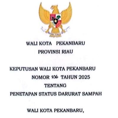 Pekanbaru Ditetapkan Jadi Darurat Sampah,  Roni Rakhmat: Dalam Beberapa Hari Masalah Ini Akan Selesai