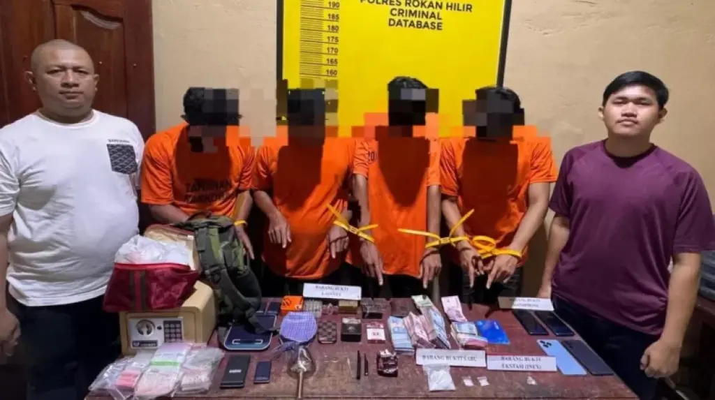 Empat Pelaku Narkoba di Bangko Pusako Ditangkap, Polisi Temukan Ratusan Amunisi