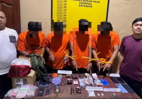 Empat Pelaku Narkoba di Bangko Pusako Ditangkap, Polisi Temukan Ratusan Amunisi
