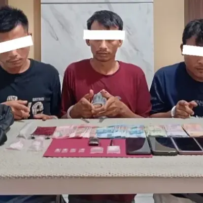 Polsek Pinggir Tangkap Tiga Terduga Pengedar Sabu di Kebun Sawit, Sita 4,22 Gram Narkotika