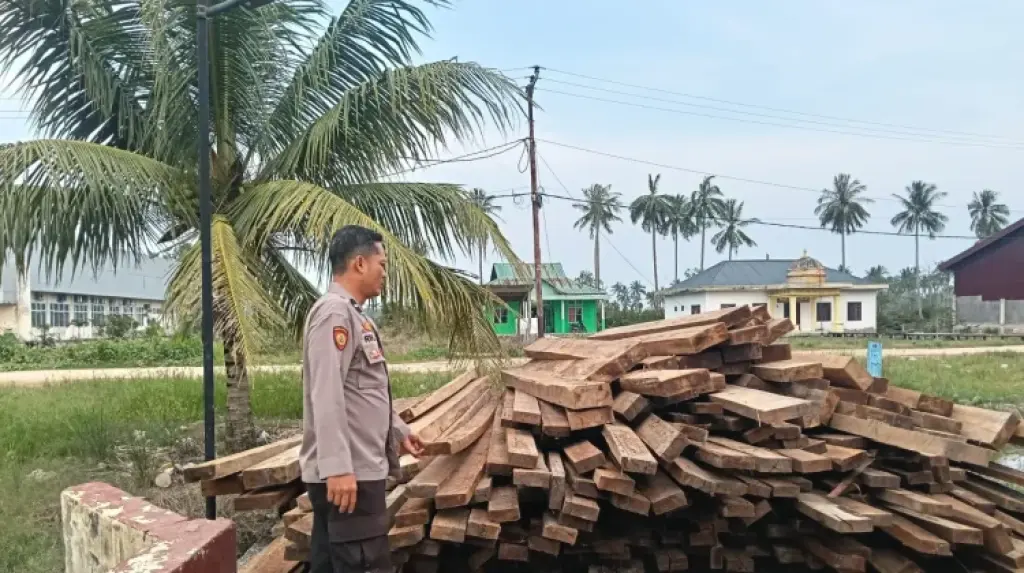 Polres Rohil Amankan 483 Keping Kayu Diduga Ilegal