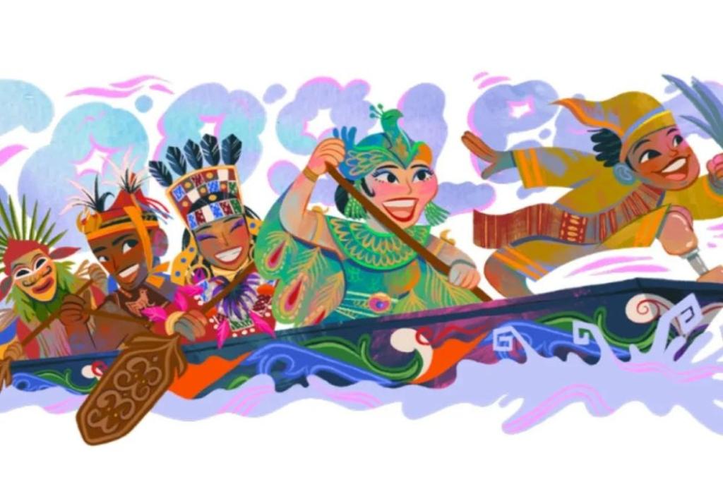 Rayakan HUT ke-80 RI, Google Doodle Pasang Gambar Bertemakan Pacu Jalur Riau