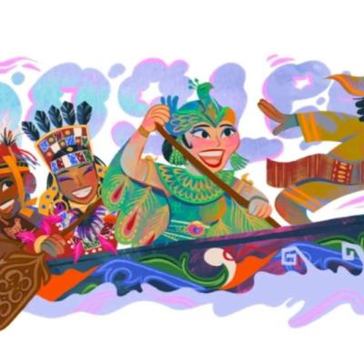 Rayakan HUT ke-80 RI, Google Doodle Pasang Gambar Bertemakan Pacu Jalur Riau