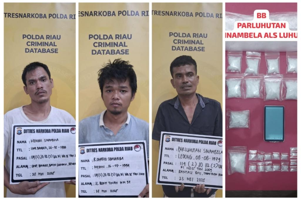 Polda Riau Tangkap Pengedar dan Pembeli Sabu di Rohil, 48,79 Gram Disita