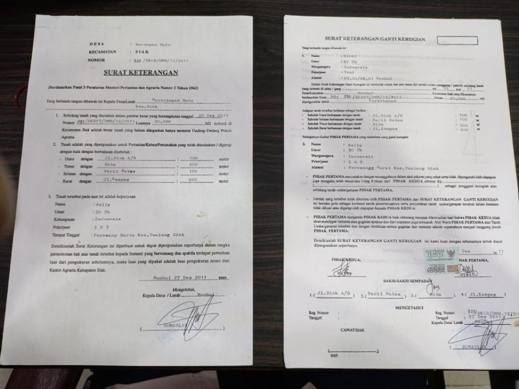 Waduh, Diduga Beredar SK Kades di Siak Jual Lahan PT SSL