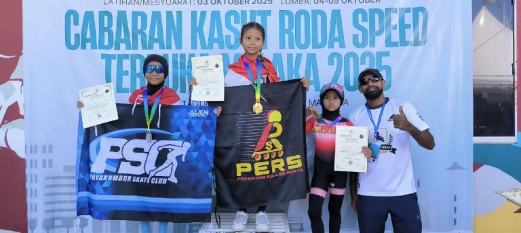 14 Medali Diraih Atlet Sepatu Roda Kecamatan Tualang di Kejuaraan Sepatu Roda Malaka Open Speed challenge 2025