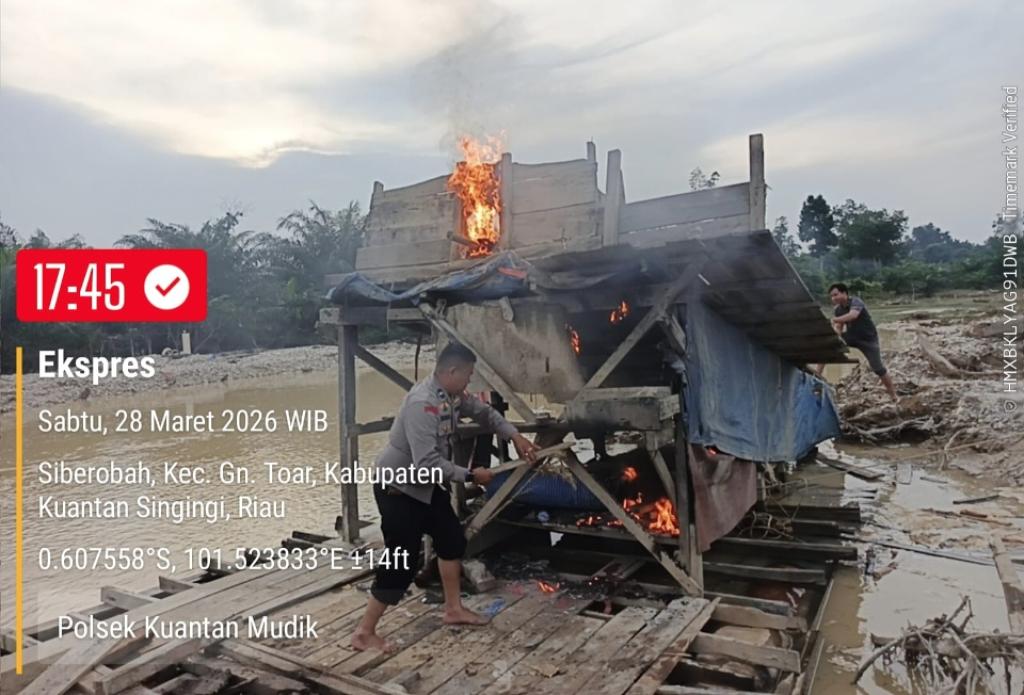 Polsek Kuantan Mudik Tertibkan Aktivitas PETI di Gunung Toar