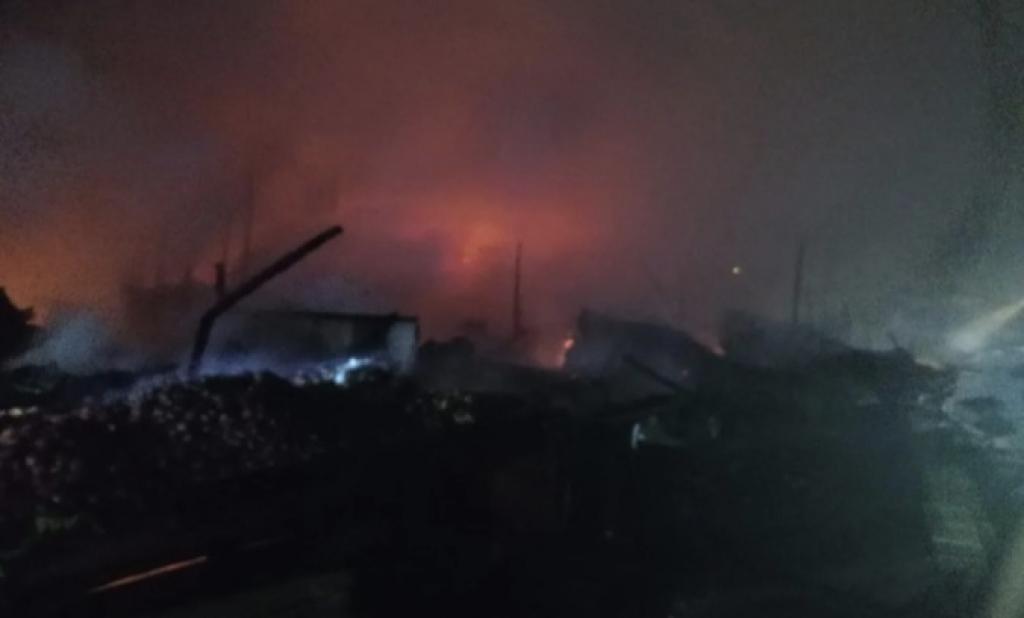 Kebakaran Kembali Landa Pasar Tembilahan, Lapak Bumbu dan Sayur Ludes Terbakar