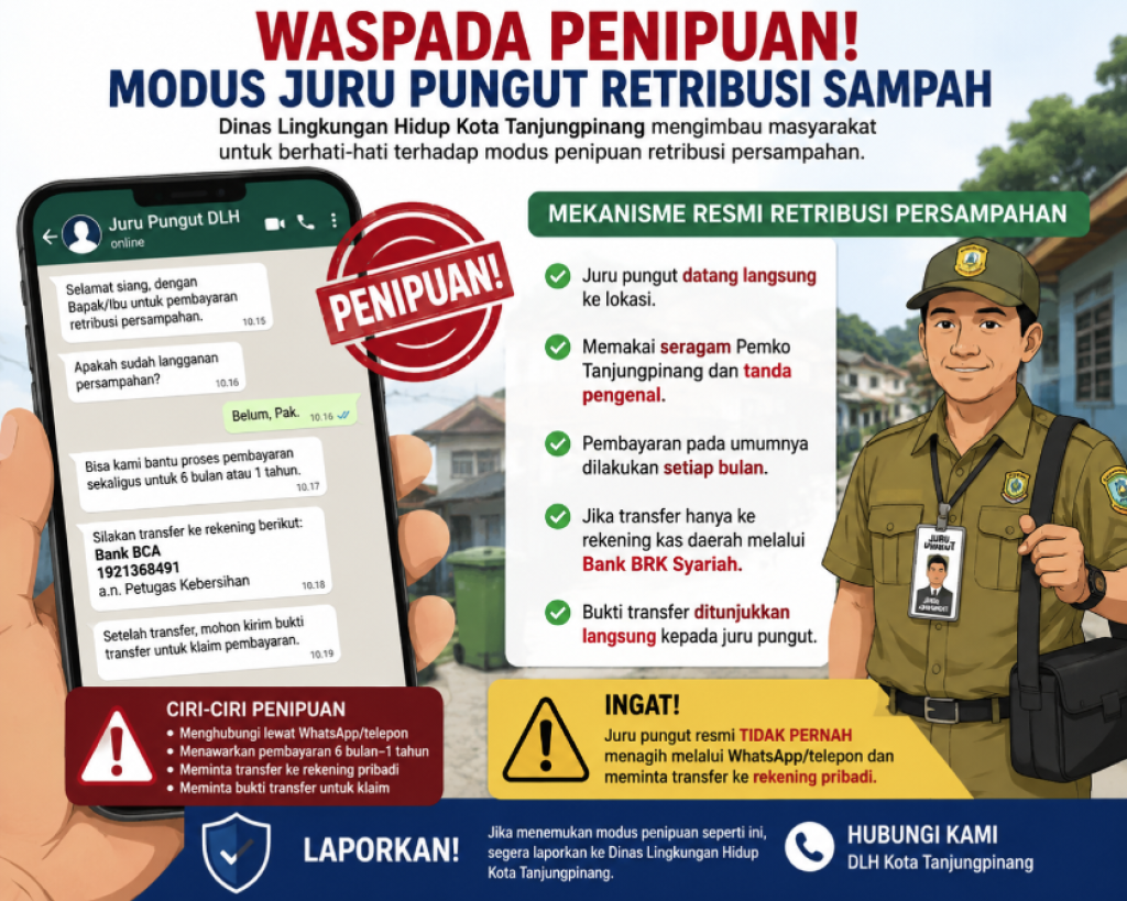DLH Tanjungpinang Ingatkan Warga Waspadai Penipuan Berkedok Juru Pungut Retribusi Sampah