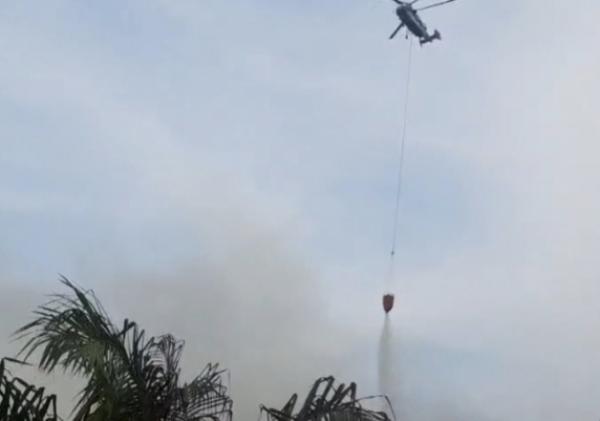 Karhutla di Lahan Warga Siak, PT Arara Abadi Kerahkan 2 Heli Water Bombing
