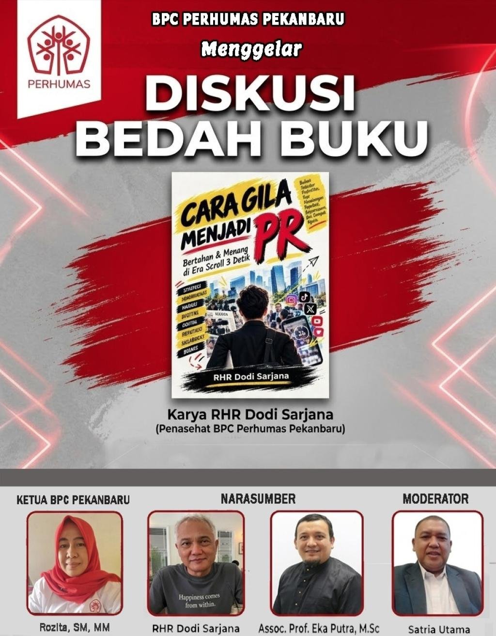 Muscab Perhumas Pekanbaru Digelar Sabtu Besok, Diawali Bedah Buku Strategi PR di Era Digital