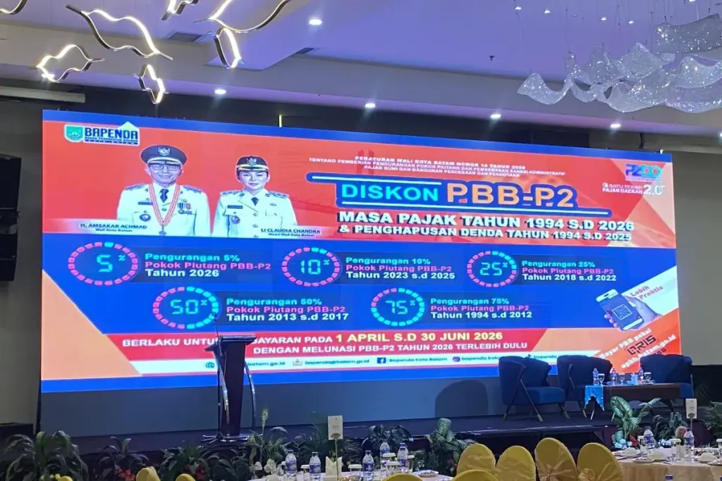 94 Ribu Wajib Pajak Manfaatkan Relaksasi PBB-P2, Bapenda Batam Himpun Rp92,23 Miliar