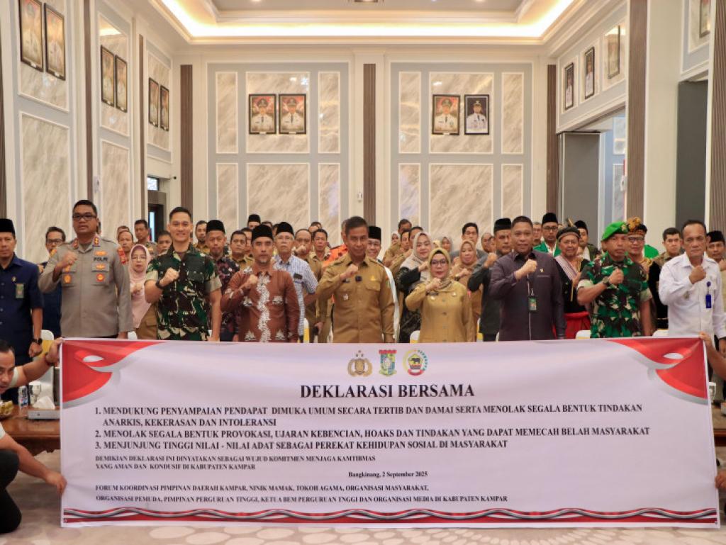 Pemkab Kampar dan Ormas Gelar Deklarasi Damai dan Tolak Segala Bentuk Tindakan Anarkis