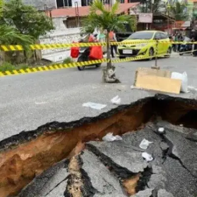 Jalan Lobak Pekanbaru Amblas, Perbaikan Ditargetkan Rampung 3-4 Minggu
